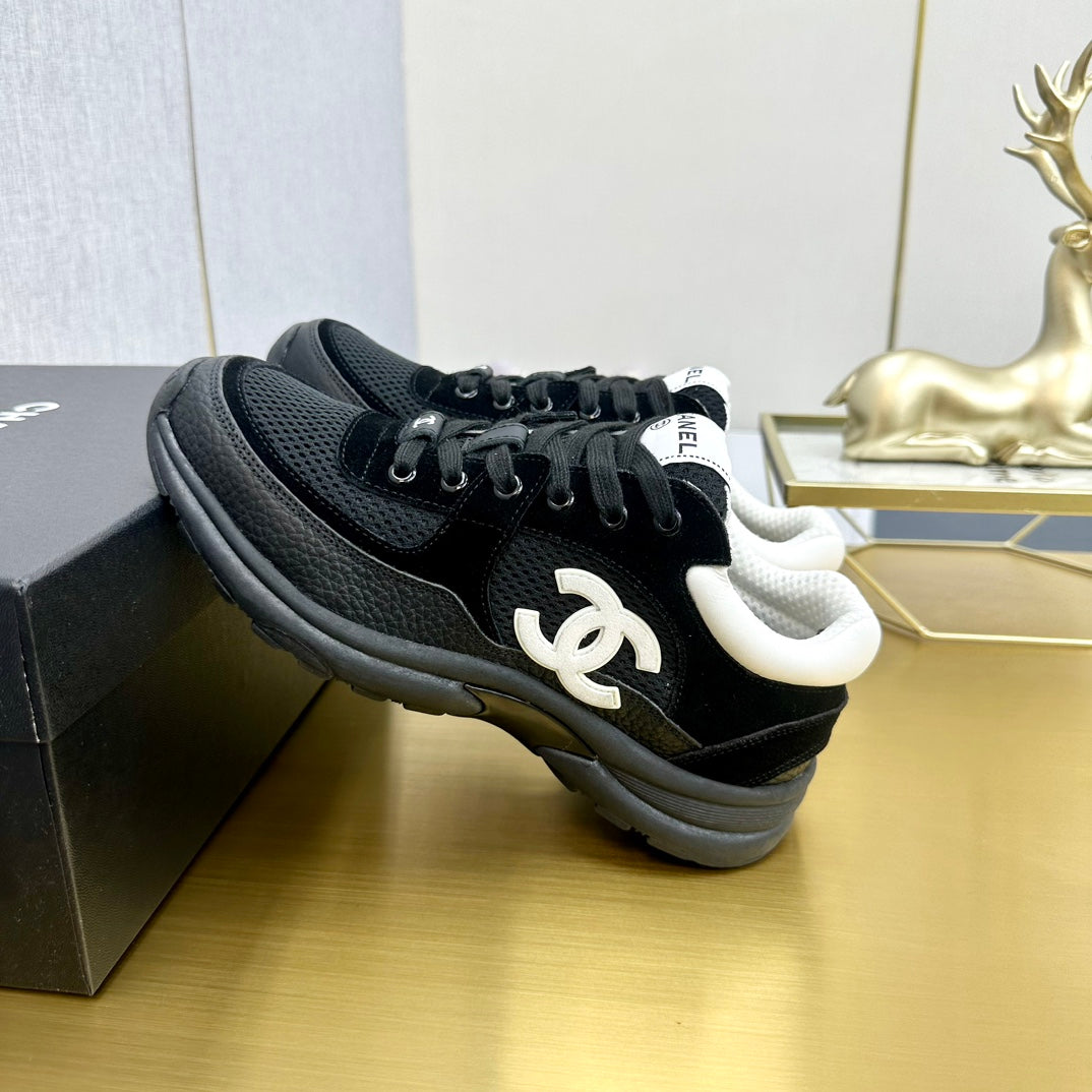 CC 26ss Trainer Black White Mesh Suede Grained Calfskin 668067