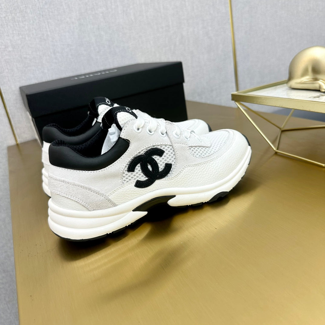 CC 26ss Trainer White Black Mesh Suede Grained Calfskin 668068