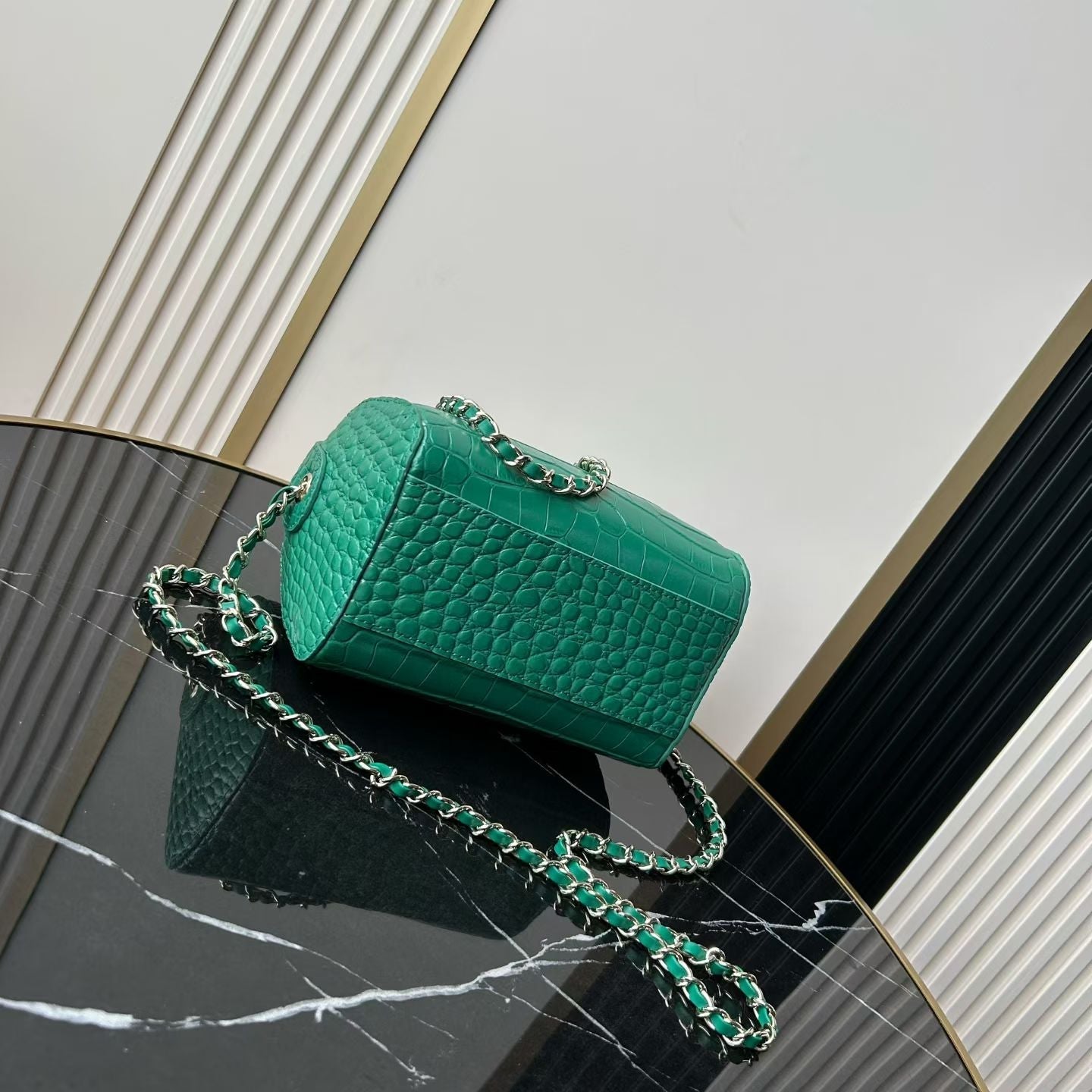 CC 26P Bowling Bag Green Crocodile-Embossed Calfskin