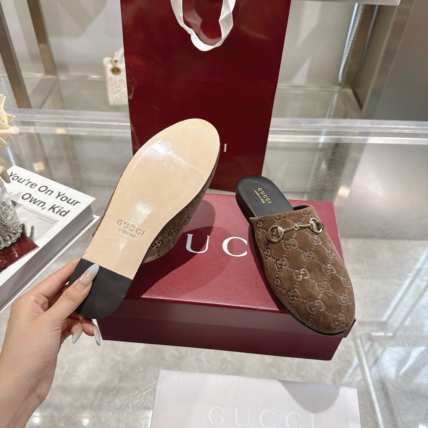 GG 26s Mule With Horsebit Dark Brown Suede 664801