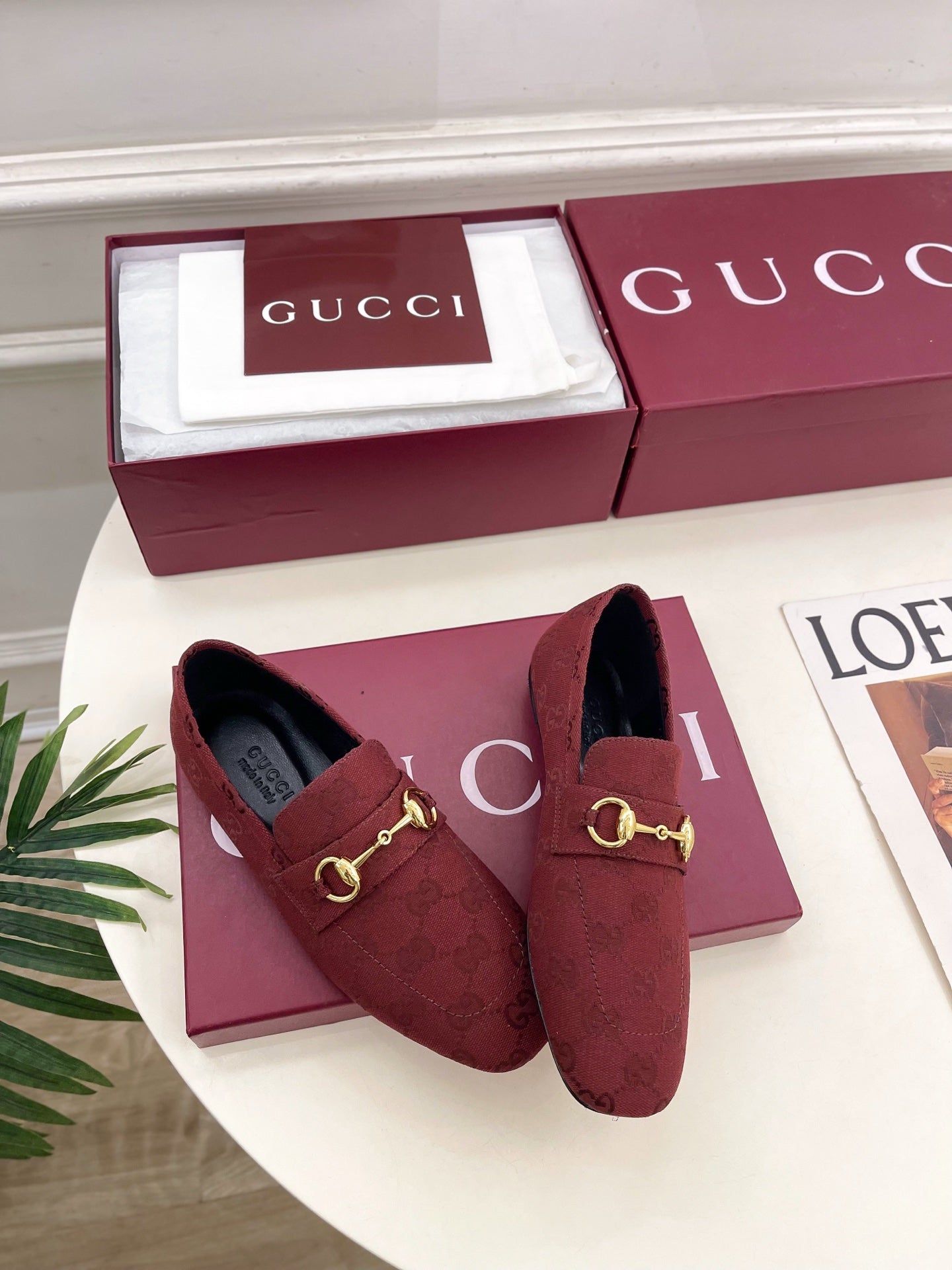 GG 26s Loafer With Horsebit Red Canvas 640287