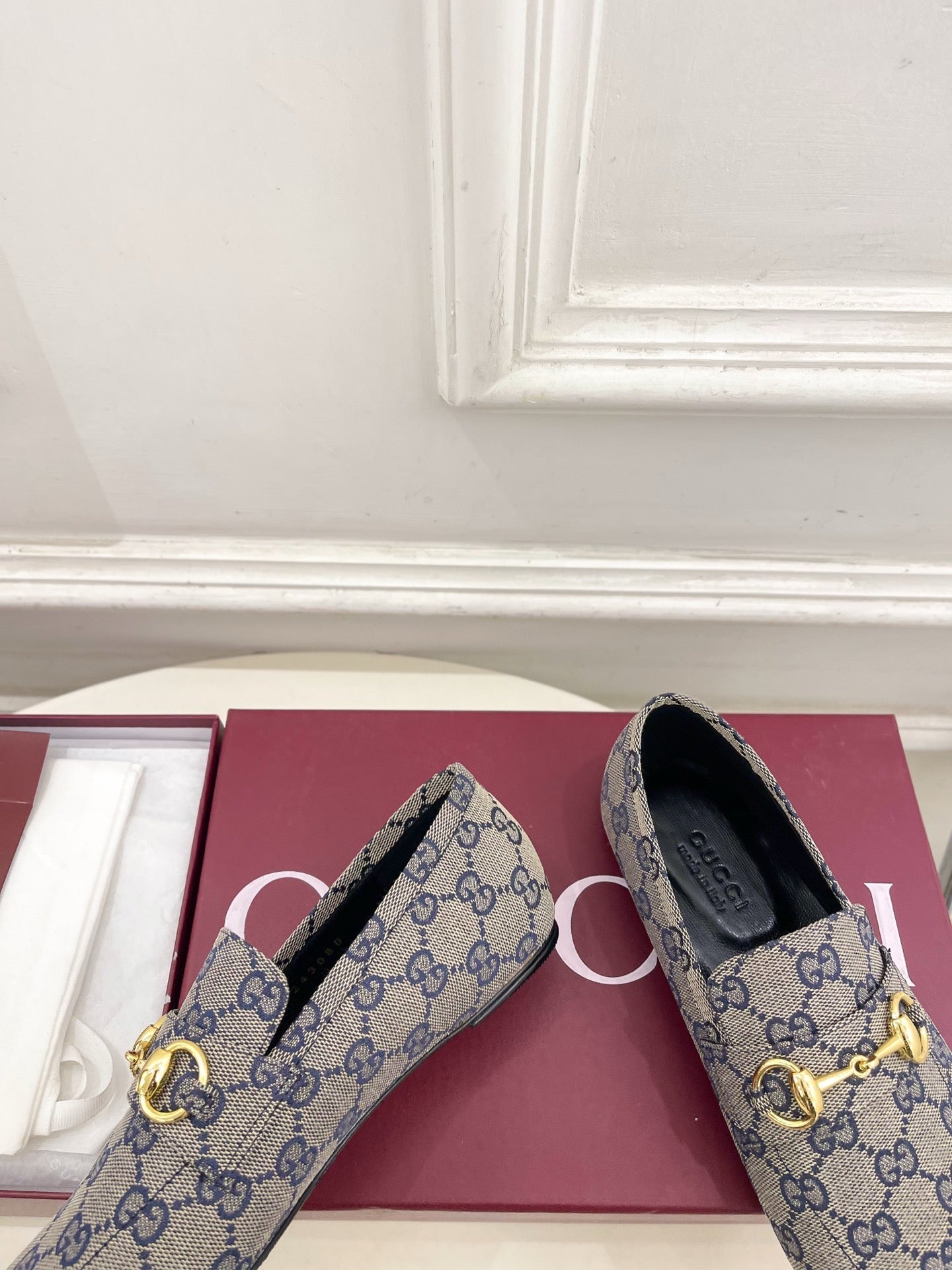GG 26s Loafer With Horsebit Blue Grey Canvas 640288
