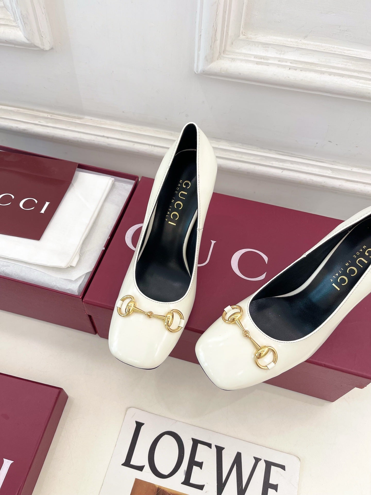 GG 26s Signora Pump 10cm White Leather 640301