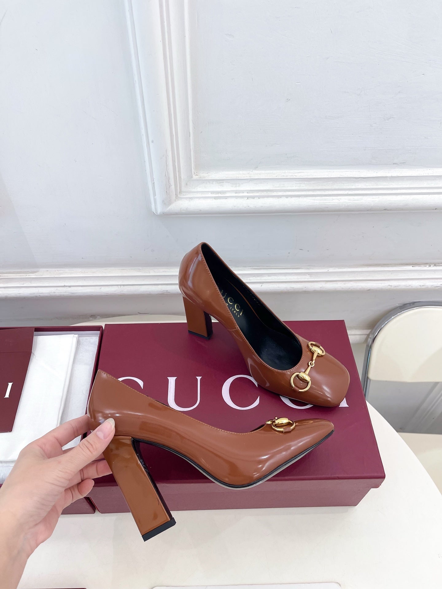 GG 26s Signora Pump 10cm Brown Leather 640303