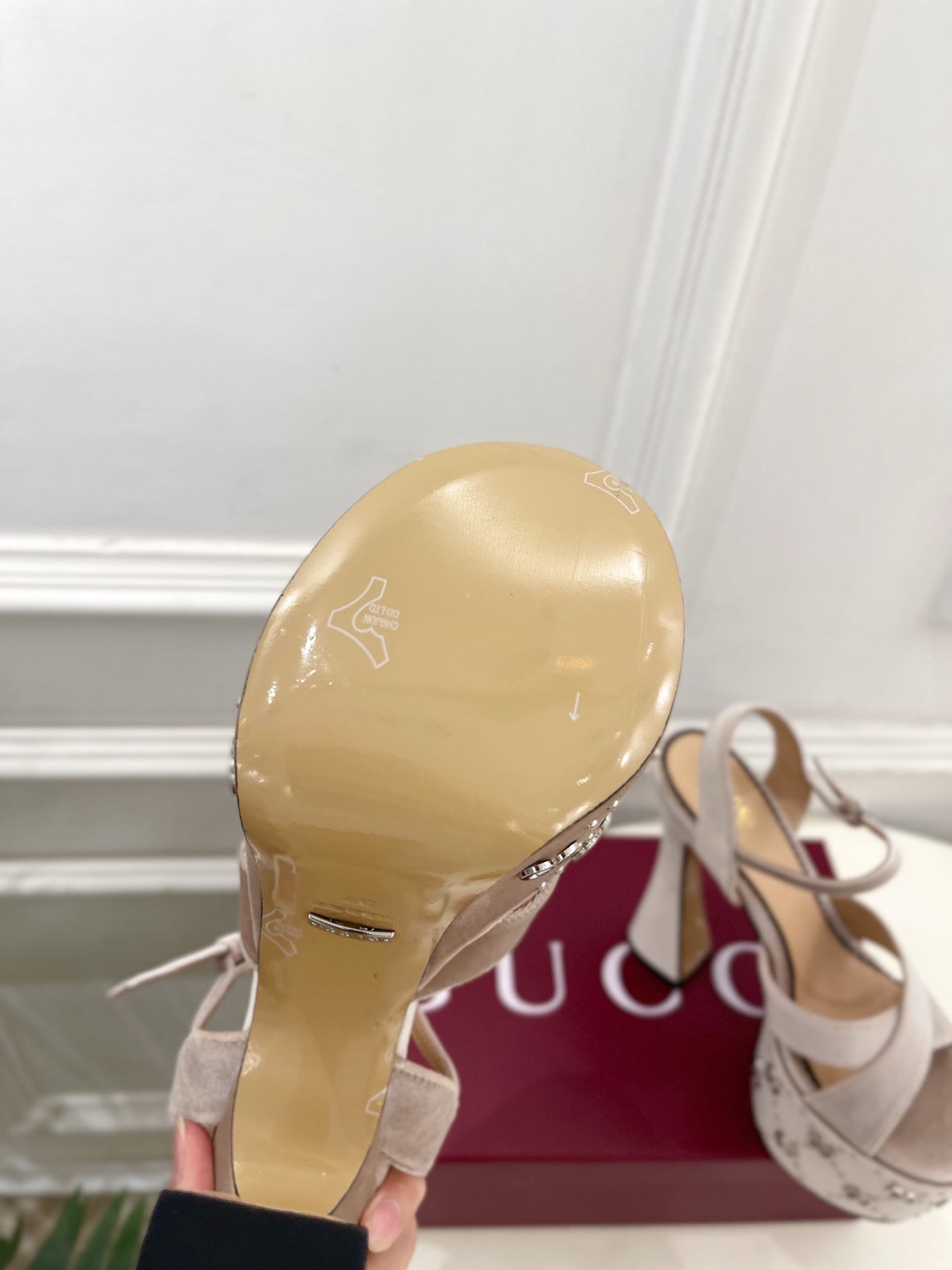GG Janaya Platform Sandals 15.5cm Pale Taupe Suede 891839
