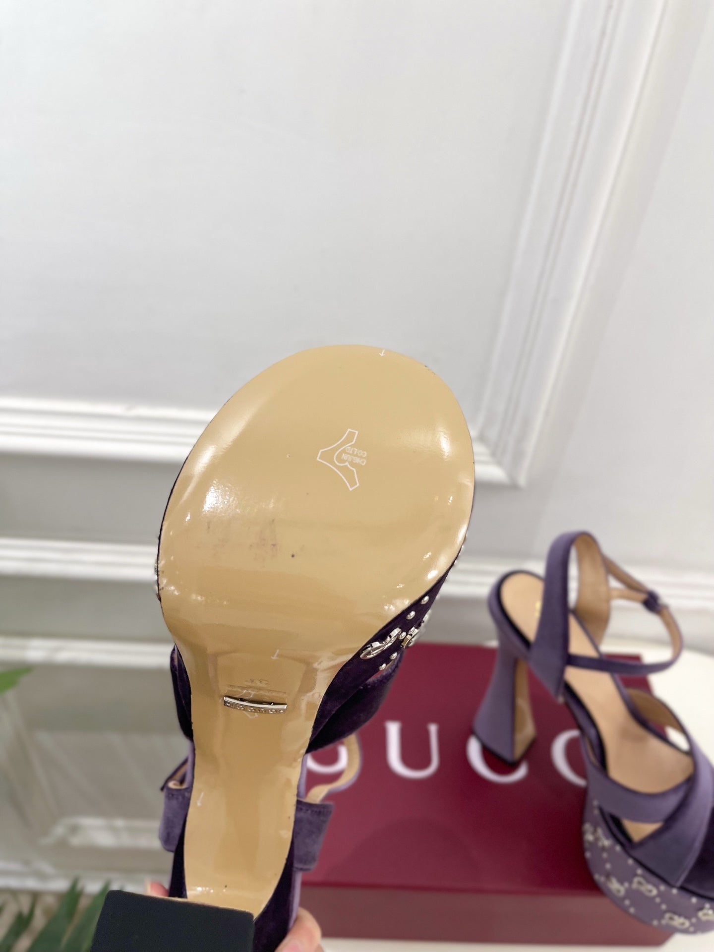 GG Janaya Platform Sandals 15.5cm Purple Suede 891841