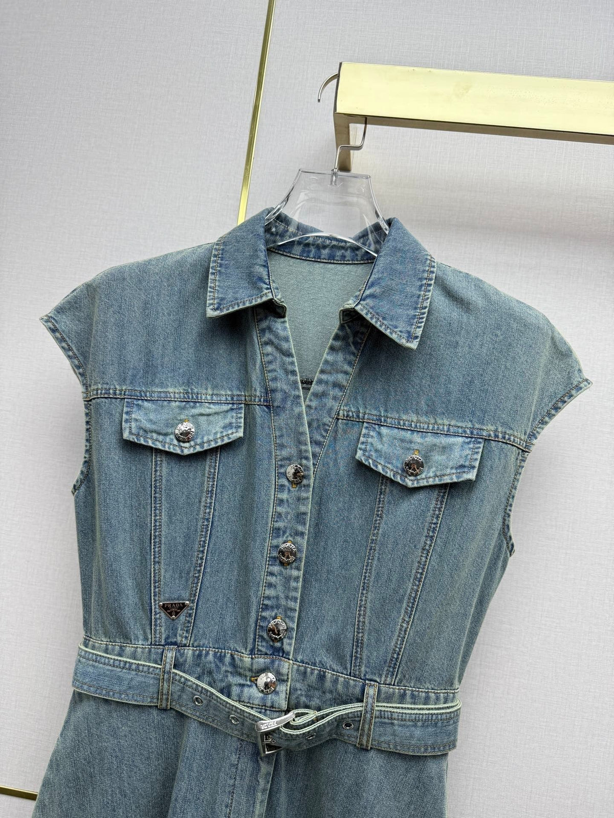 Prada 2026 Denim Dress Blue and Navy Blue Cotton 354716