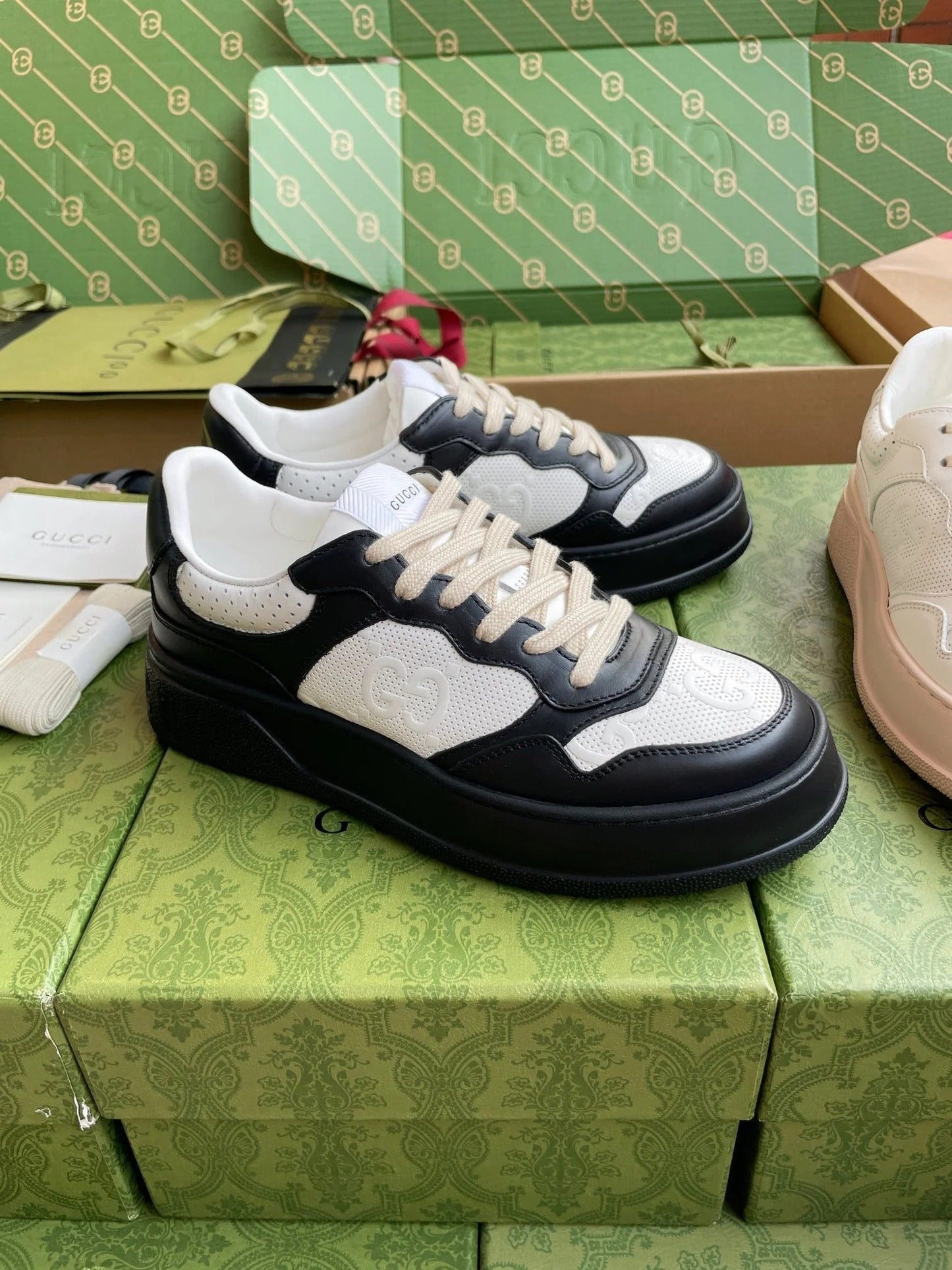 GG 26 Sneaker White Navy Blue Canvas Suede 632877