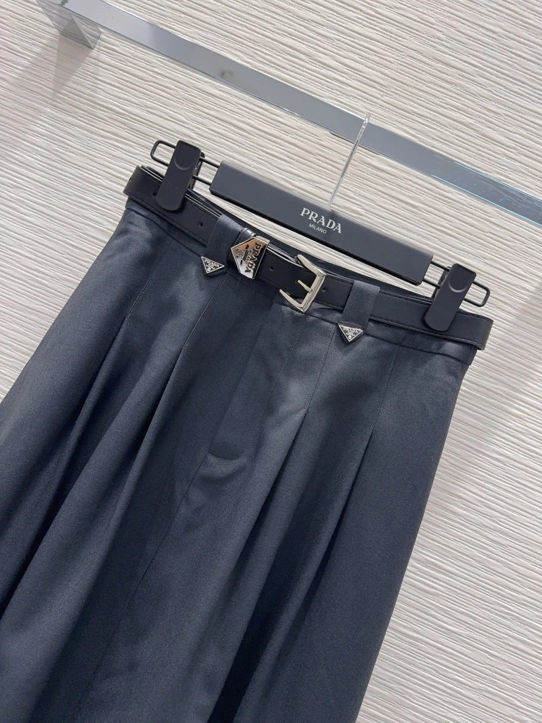 Prada 2026 Midi Skirt Black and Gray Polyester 131890