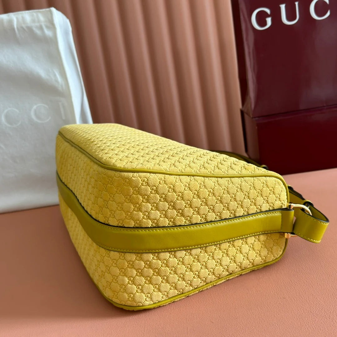 Gucci 2026 Half Horsebit Bag 38cm Yellow Suede Leather 277350