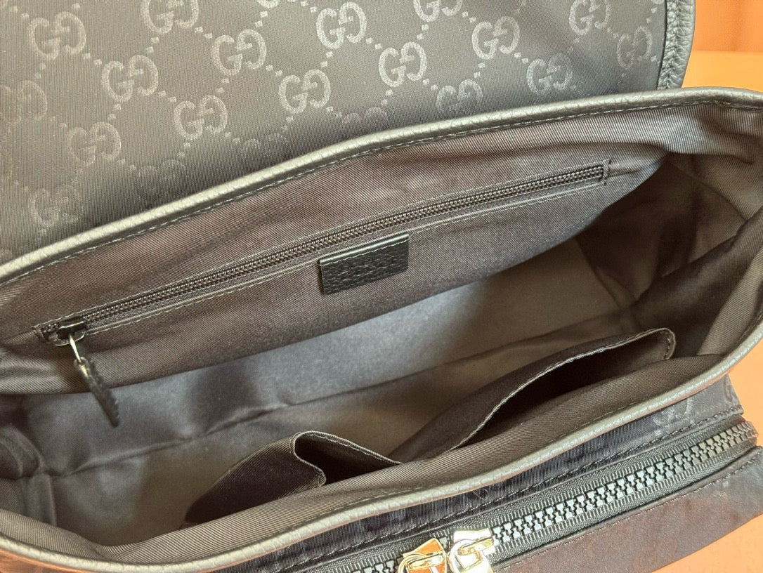 Gucci Shoulder Bag Black Nylon Cowhide 510335