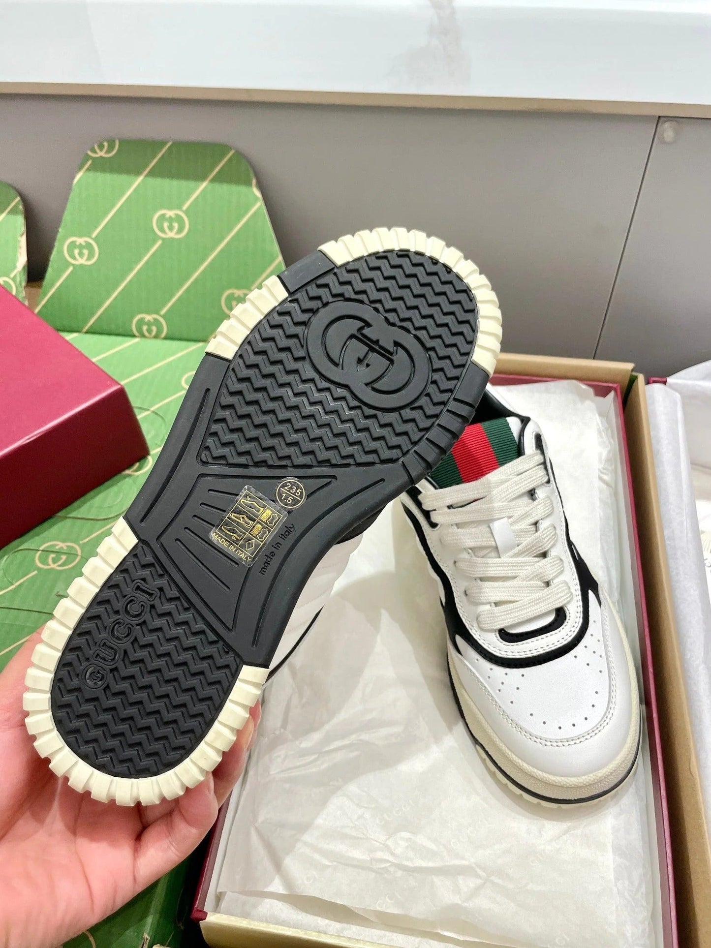 GG 26 Sneaker White Beige Pink Canvas Cowhide 632868
