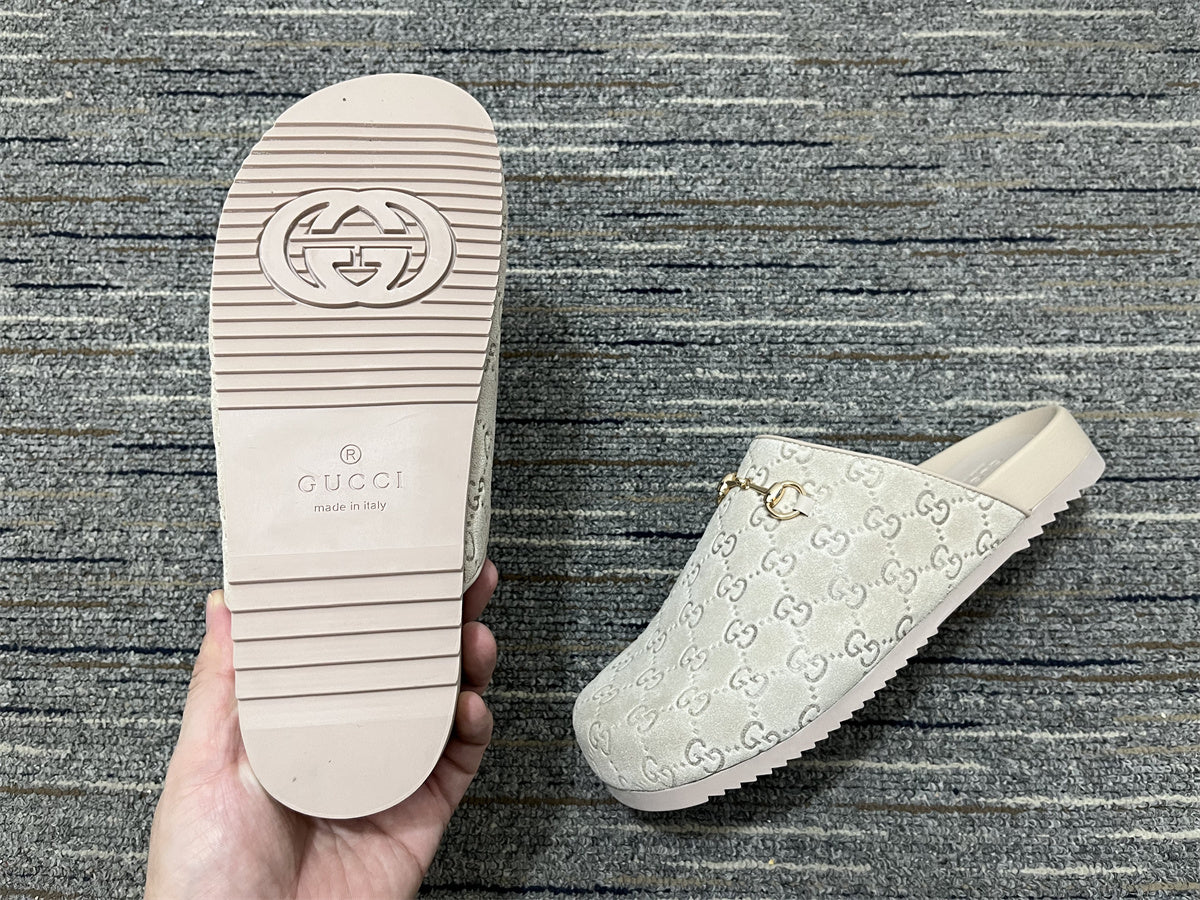 GG Horsebit Mule Beige Suede