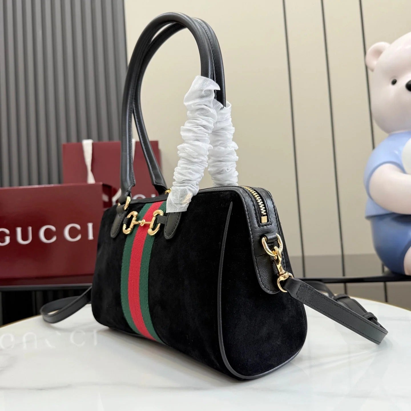 Gucci 2026 Borsetto Boston Bag Suede Leather
