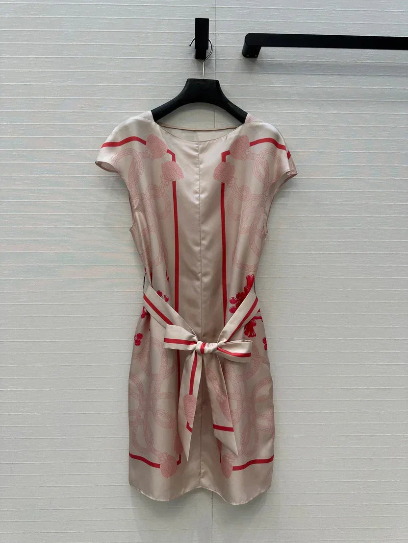 HM 25S Palefroi Remix Sleeveless Dress Graphic Print in Pink Silk