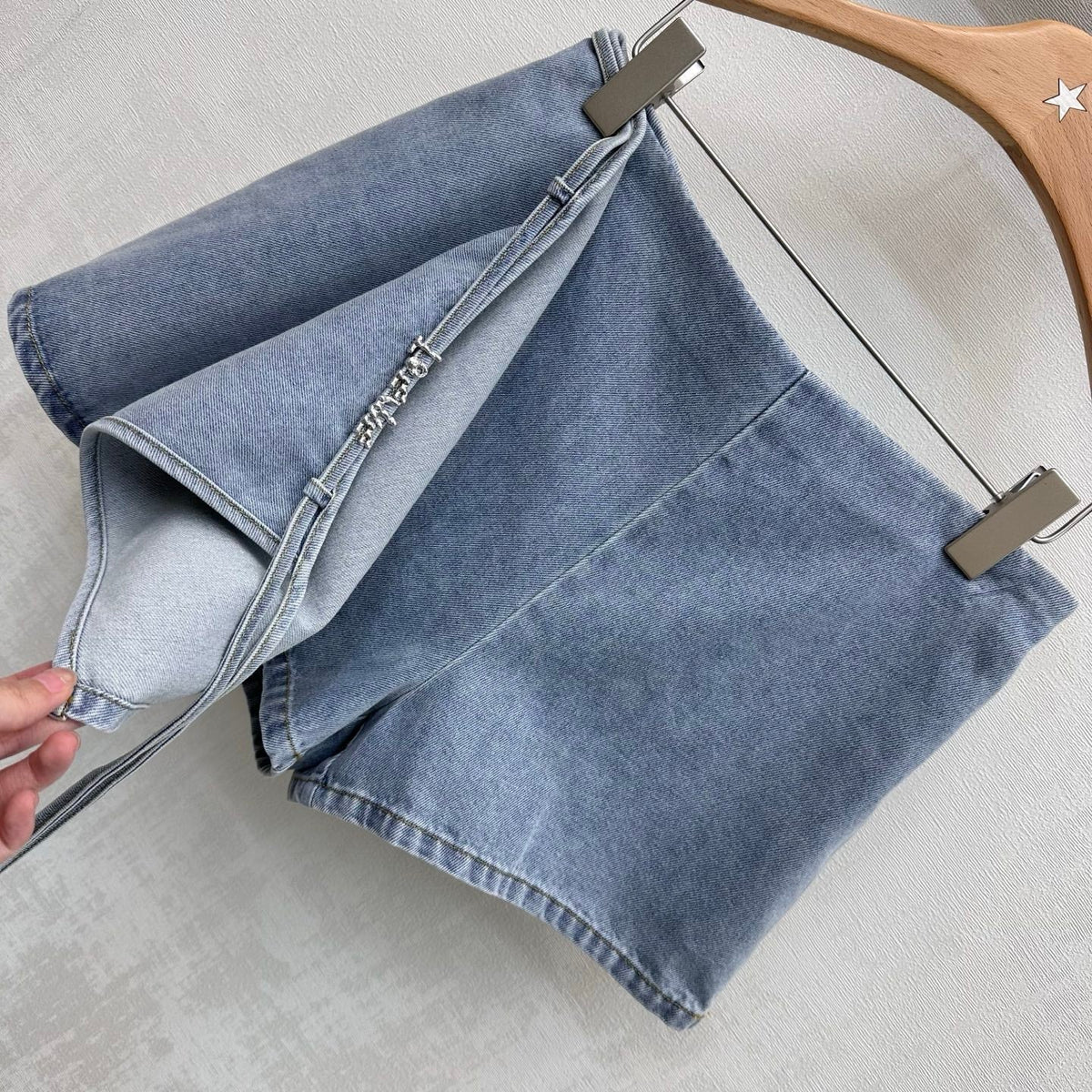 Loewe 26 Lace-up Skirt Blue in YB Twill Cotton Denim 375337