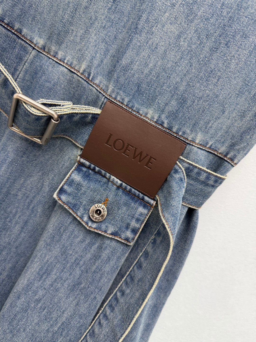 Loewe 26 Collared Short-Sleeve Denim Shirt Dress Blue in Cotton 373781