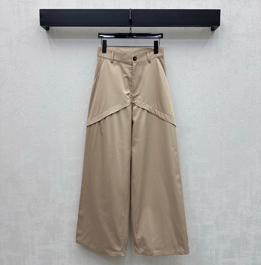 Loew 26 Khaki Wide-Leg Trousers in Cotton 378624