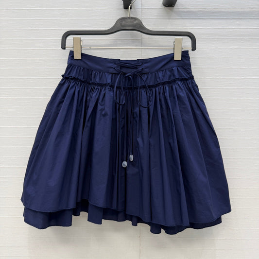 Loew Tiered Tulle Skirt Navy Blue in Cotton 381554