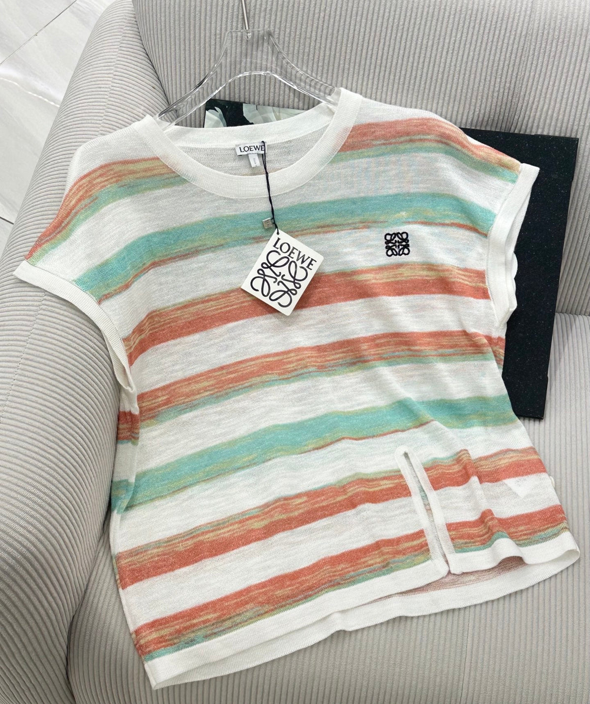 Loew 26 Short-Sleeve Top Red Blue in Cotton 380294