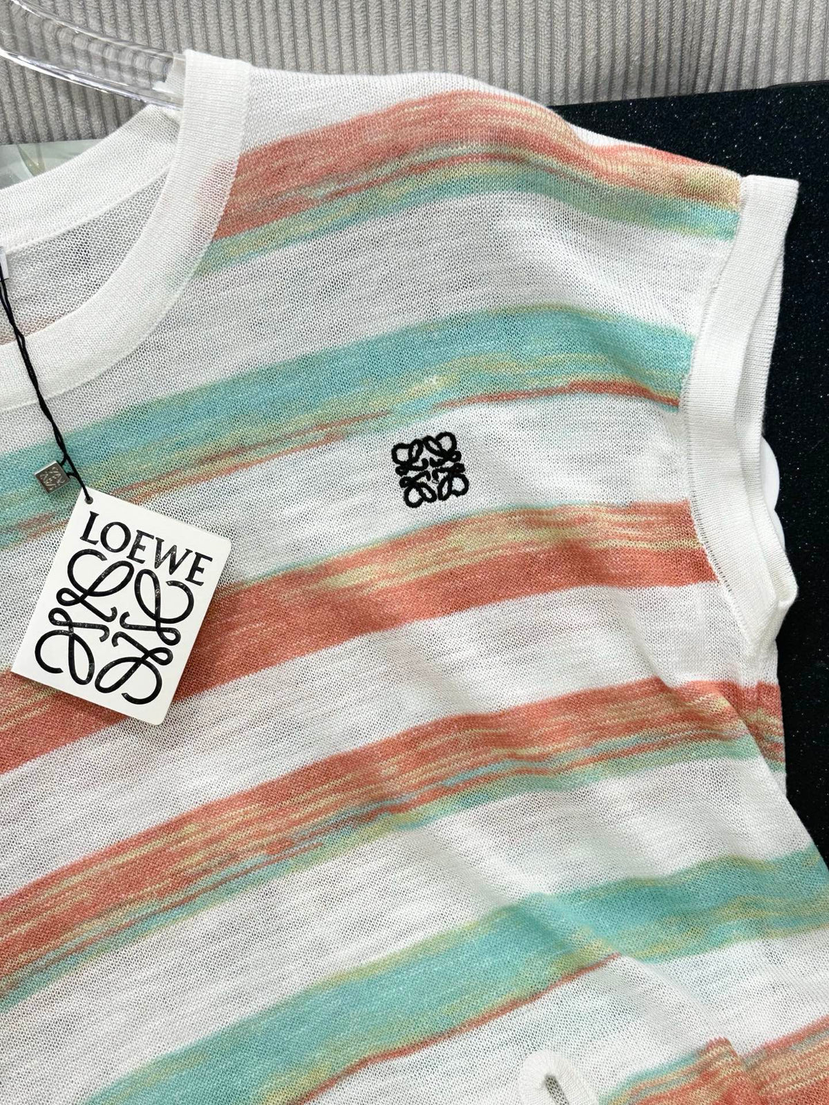 Loew 26 Short-Sleeve Top Red Blue in Cotton 380294