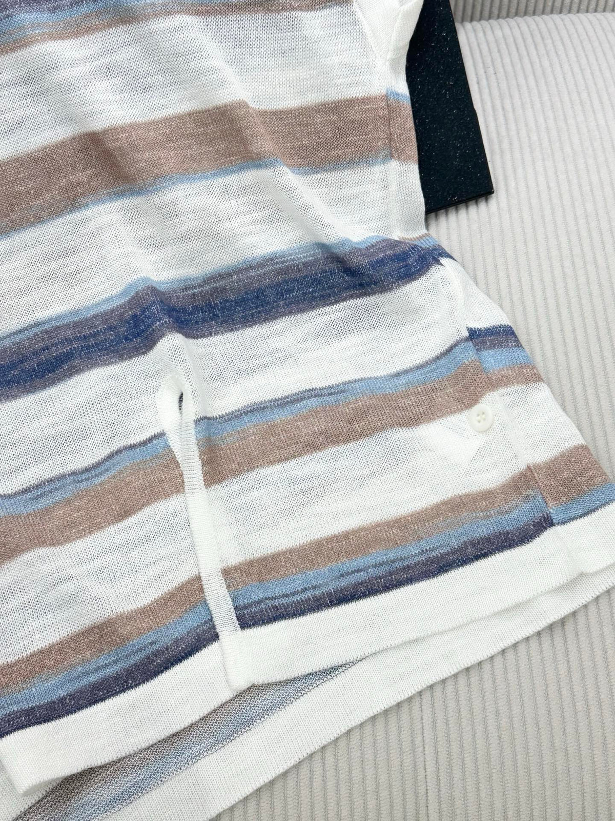 Loew 26 Short-Sleeve Top Brown Blue in Cotton 380292