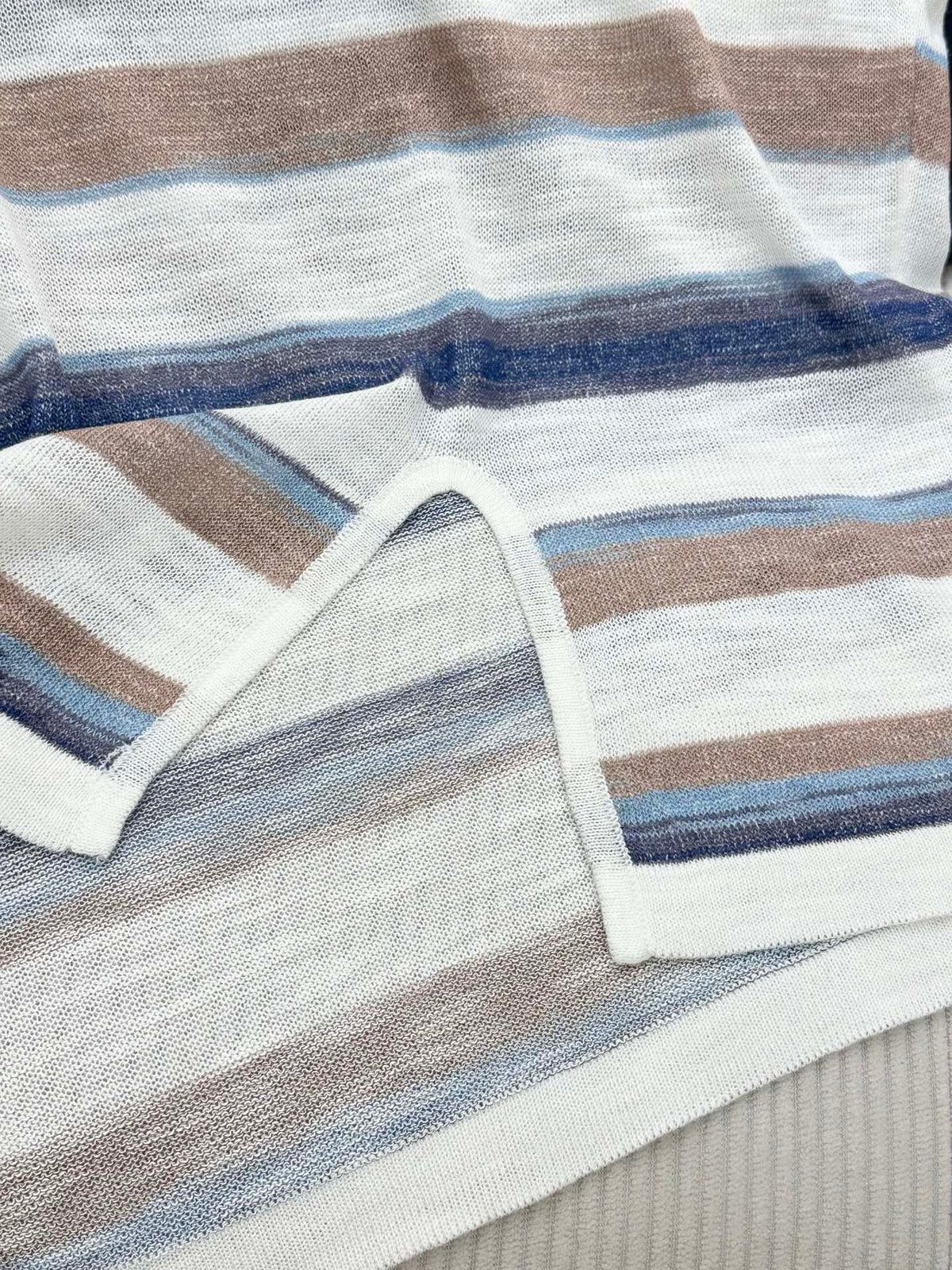Loew 26 Short-Sleeve Top Brown Blue in Cotton 380292