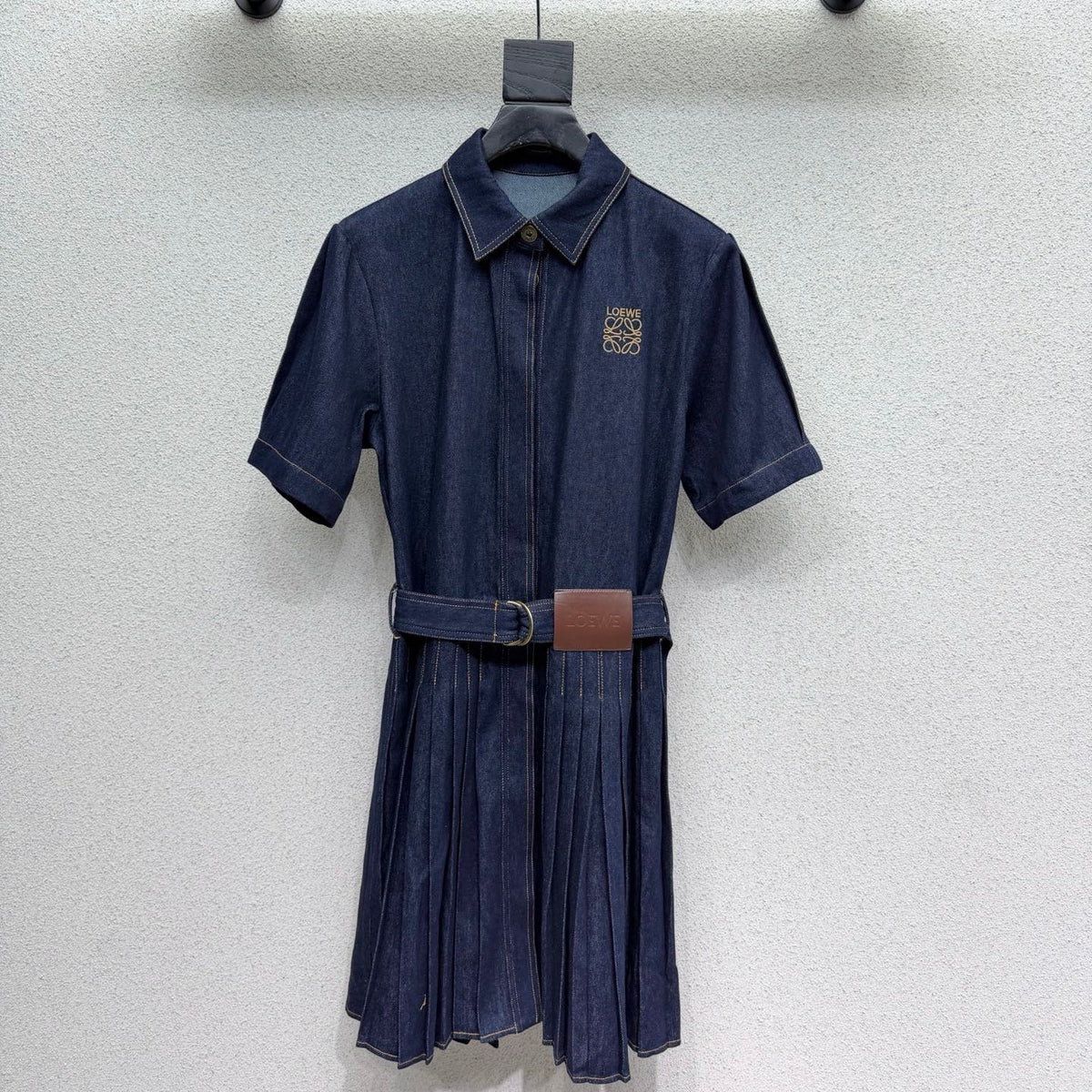 Loewe Minidress Belted Blue Denim in Cotton 386098