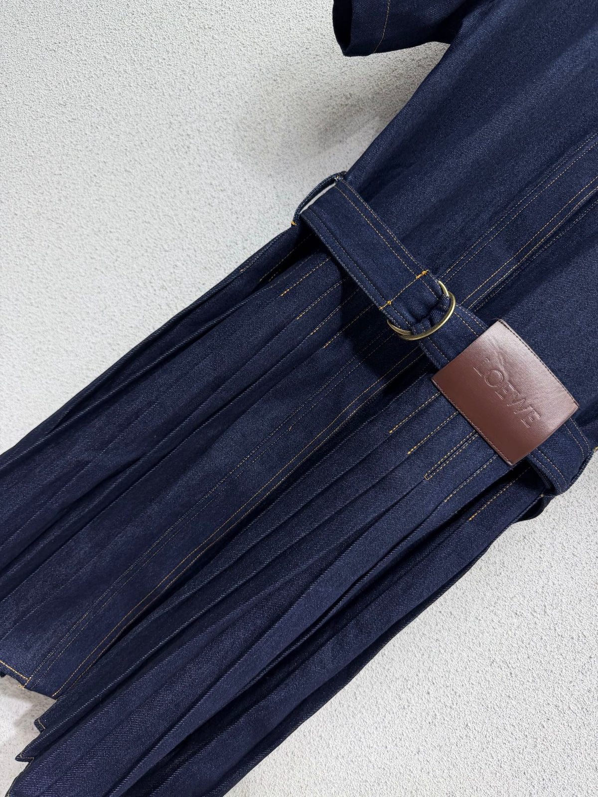 Loewe Minidress Belted Blue Denim in Cotton 386098