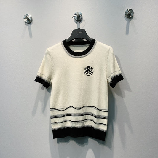 HM Ex-Libris Short-Sleeve Sweater Cream Cashmere 700025