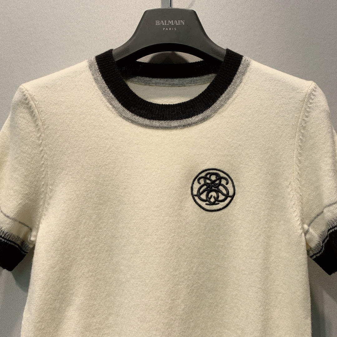 HM Ex-Libris Short-Sleeve Sweater Cream Cashmere 700025