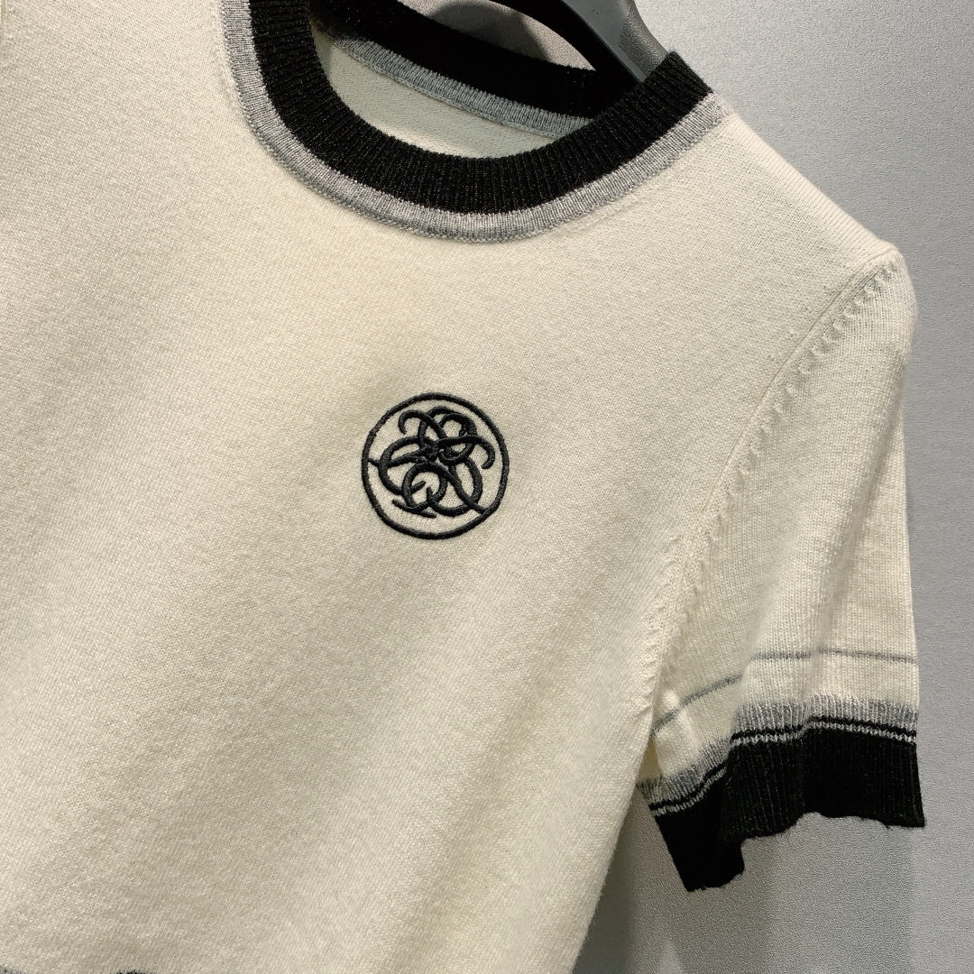 HM Ex-Libris Short-Sleeve Sweater Cream Cashmere 700025