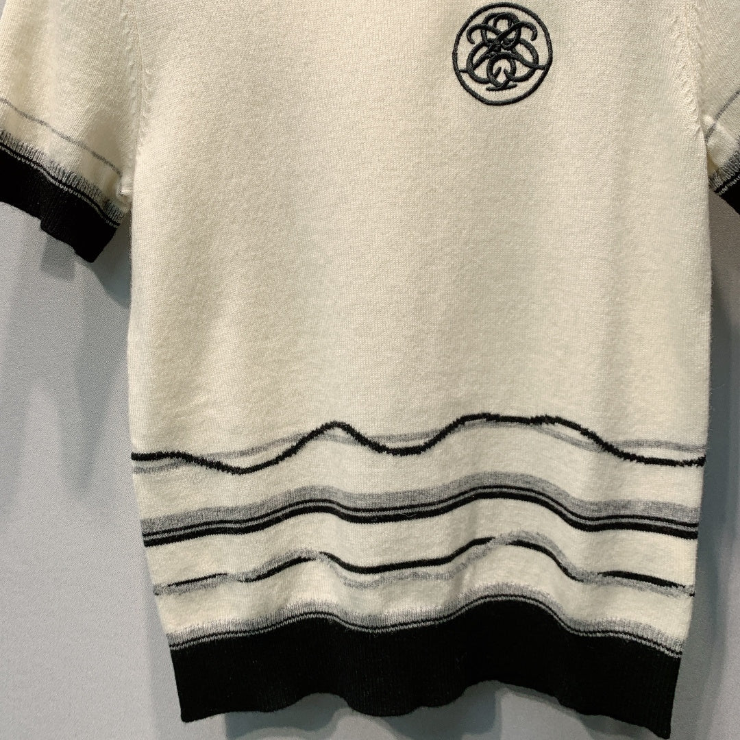 HM Ex-Libris Short-Sleeve Sweater Cream Cashmere 700025