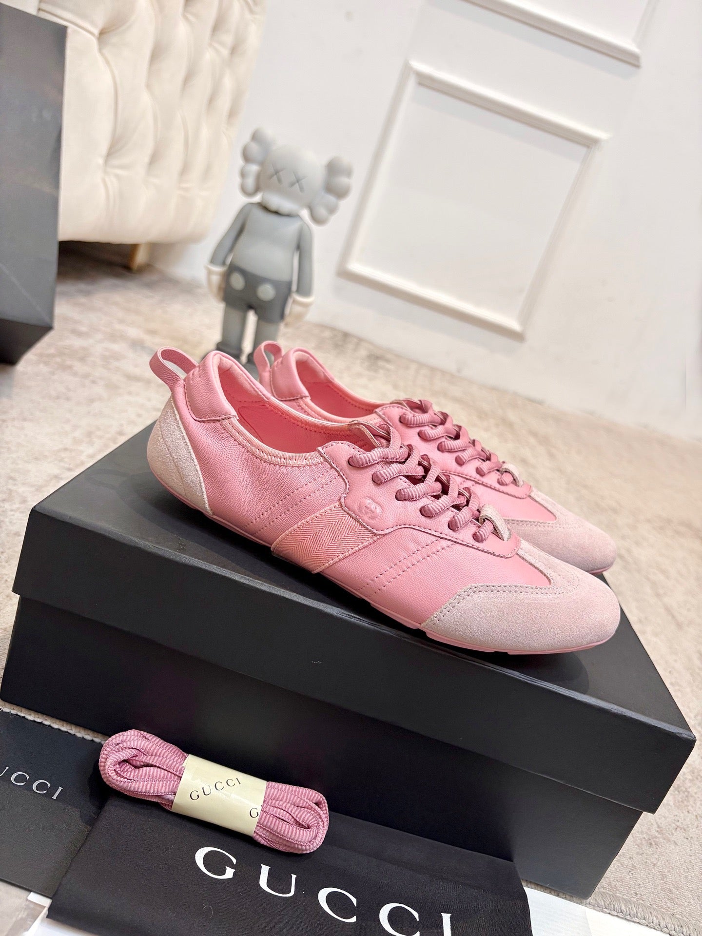 GG Flex Sneakers Pink Leather Suede 929236