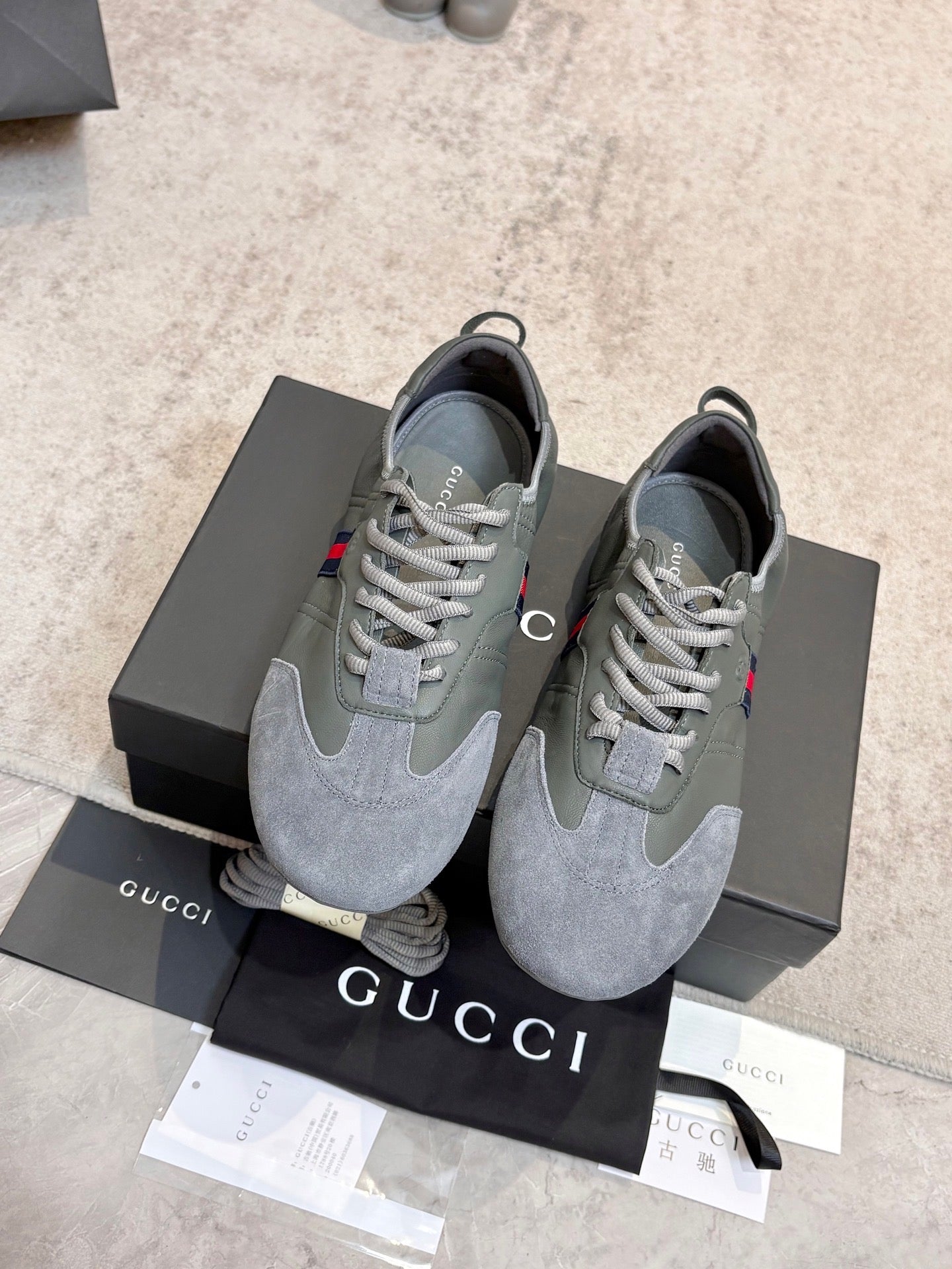 GG Flex Sneakers Grey Leather Suede 929233