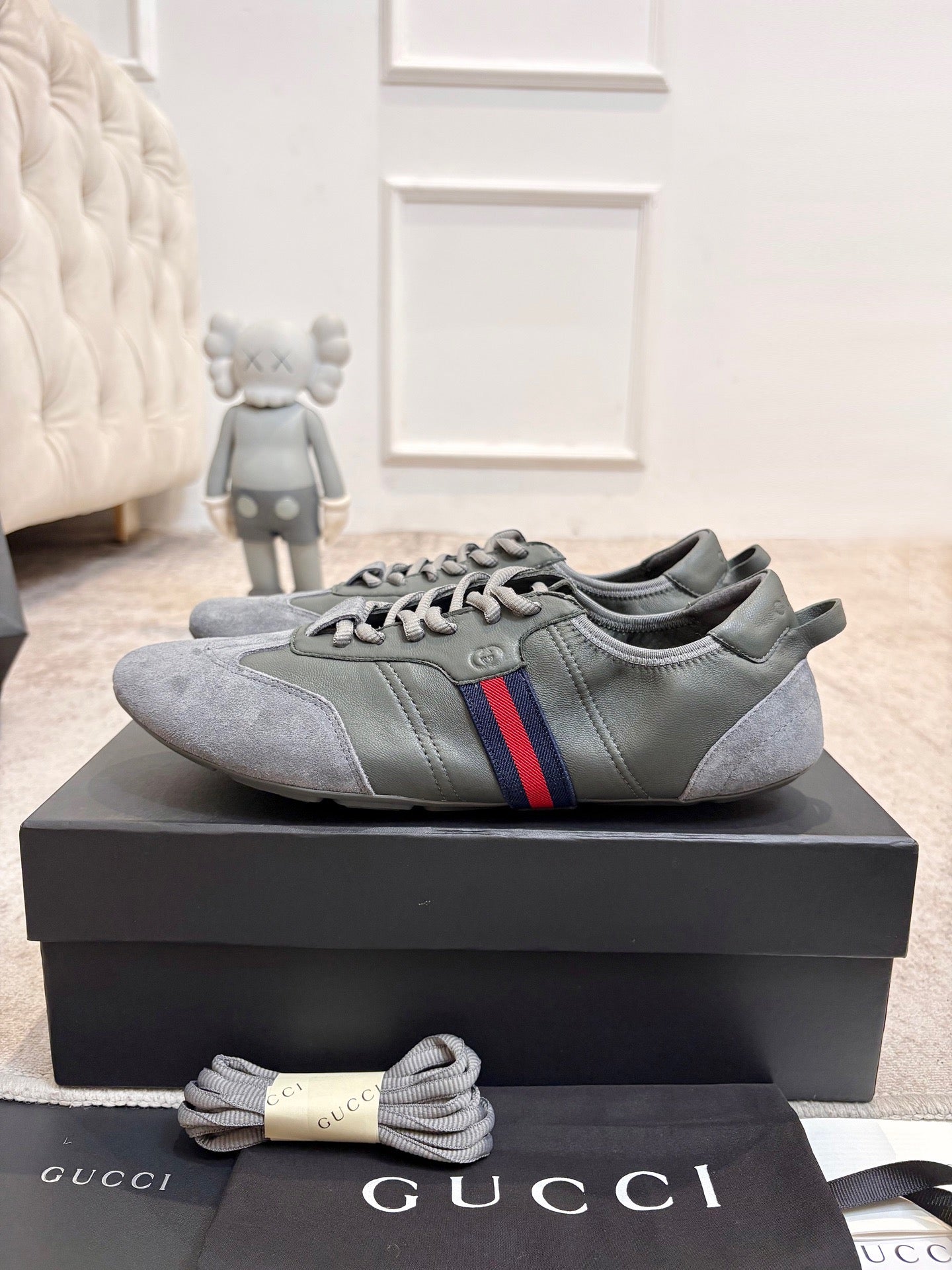 GG Flex Sneakers Grey Leather Suede 929233