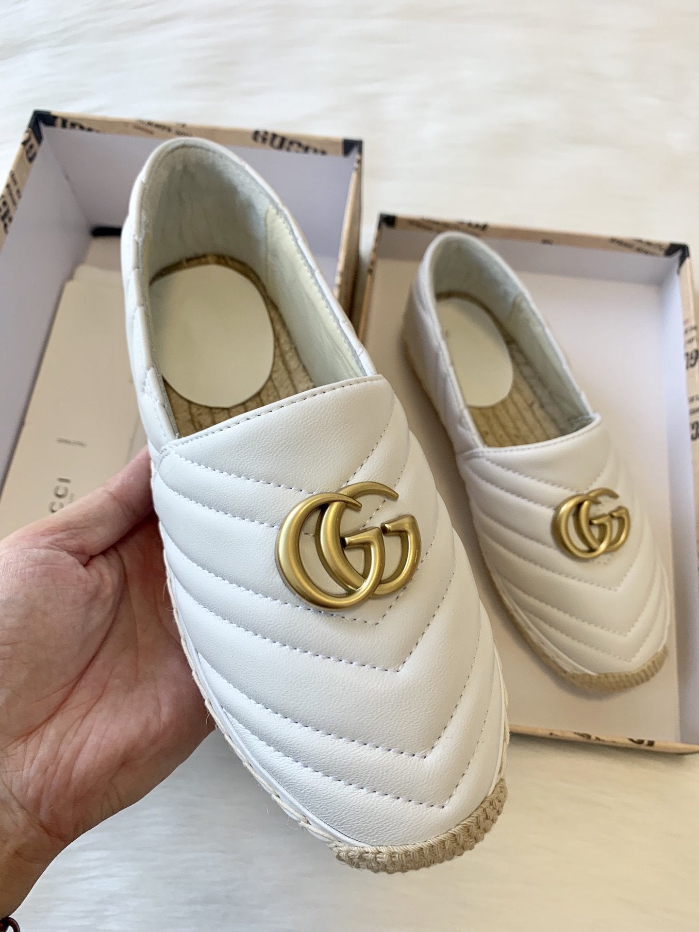 gg espadrilles white calfskin