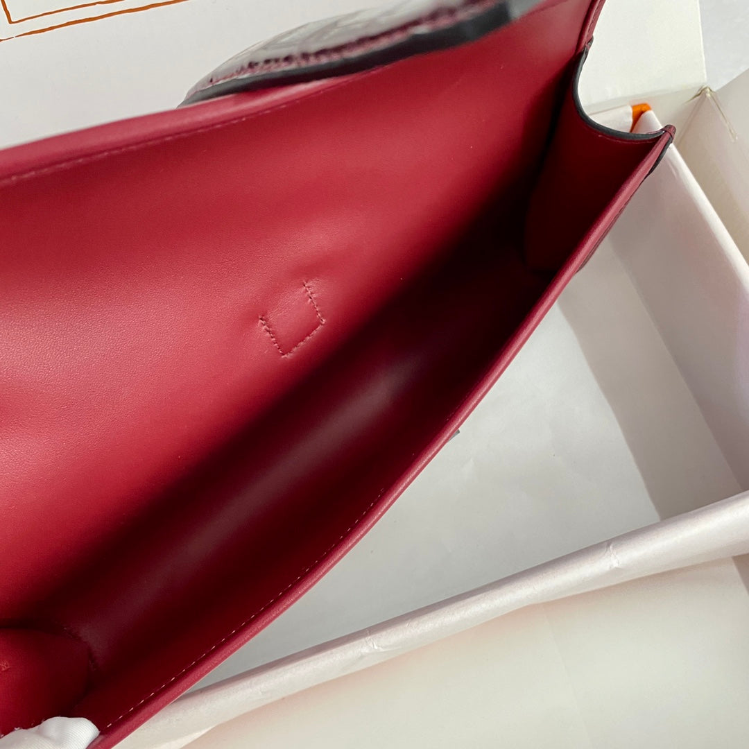 HM Jige Elan 29 Clutch In Cherry Red Calfskin With Wine Red Lizard Skin (25 days of production)