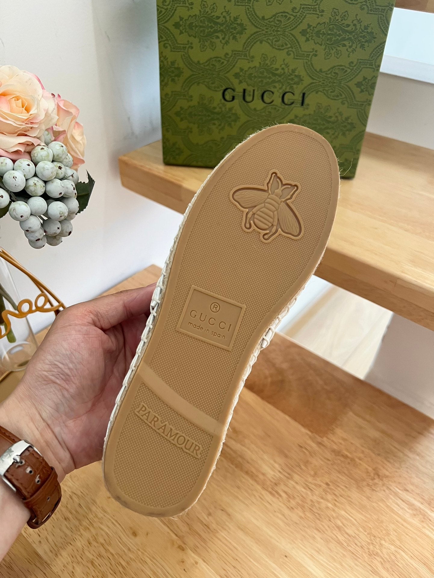 GG 26ss Loafer White Straw Sheepskin 692194