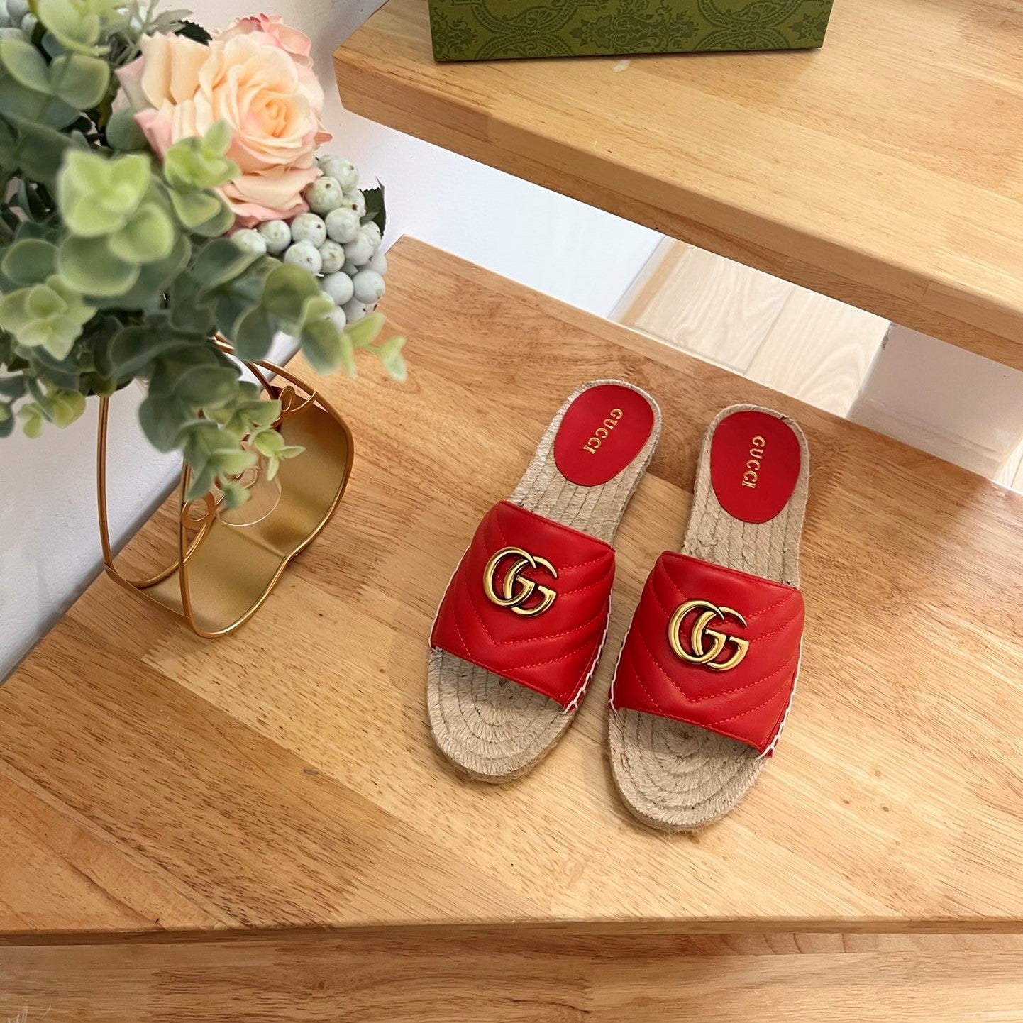 GG 26ss Slide Red Straw Sheepskin 692198