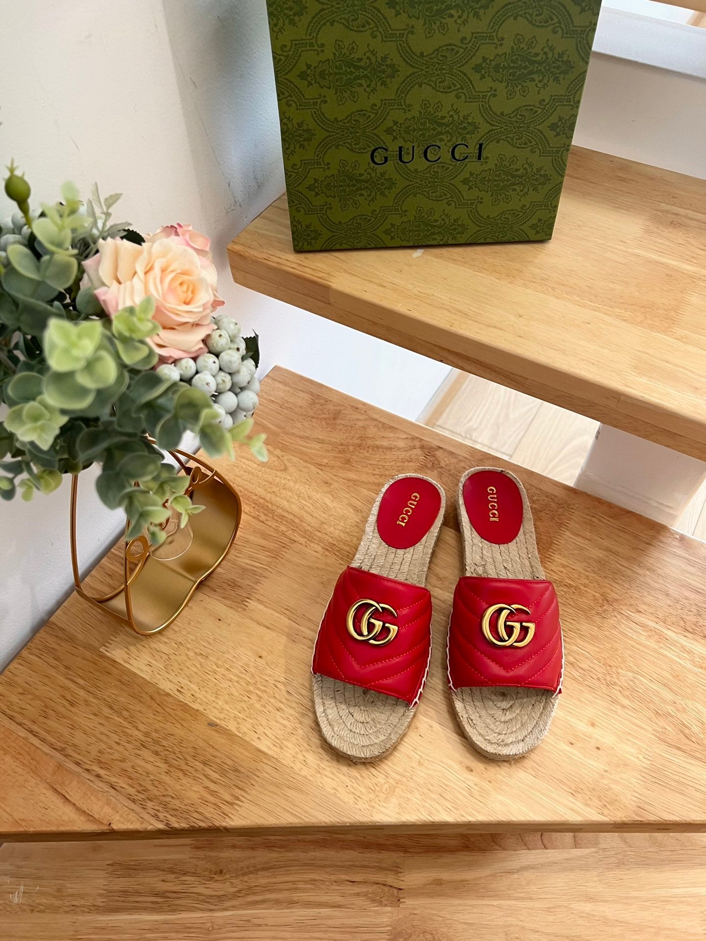 GG 26ss Slide Red Straw Sheepskin 692198