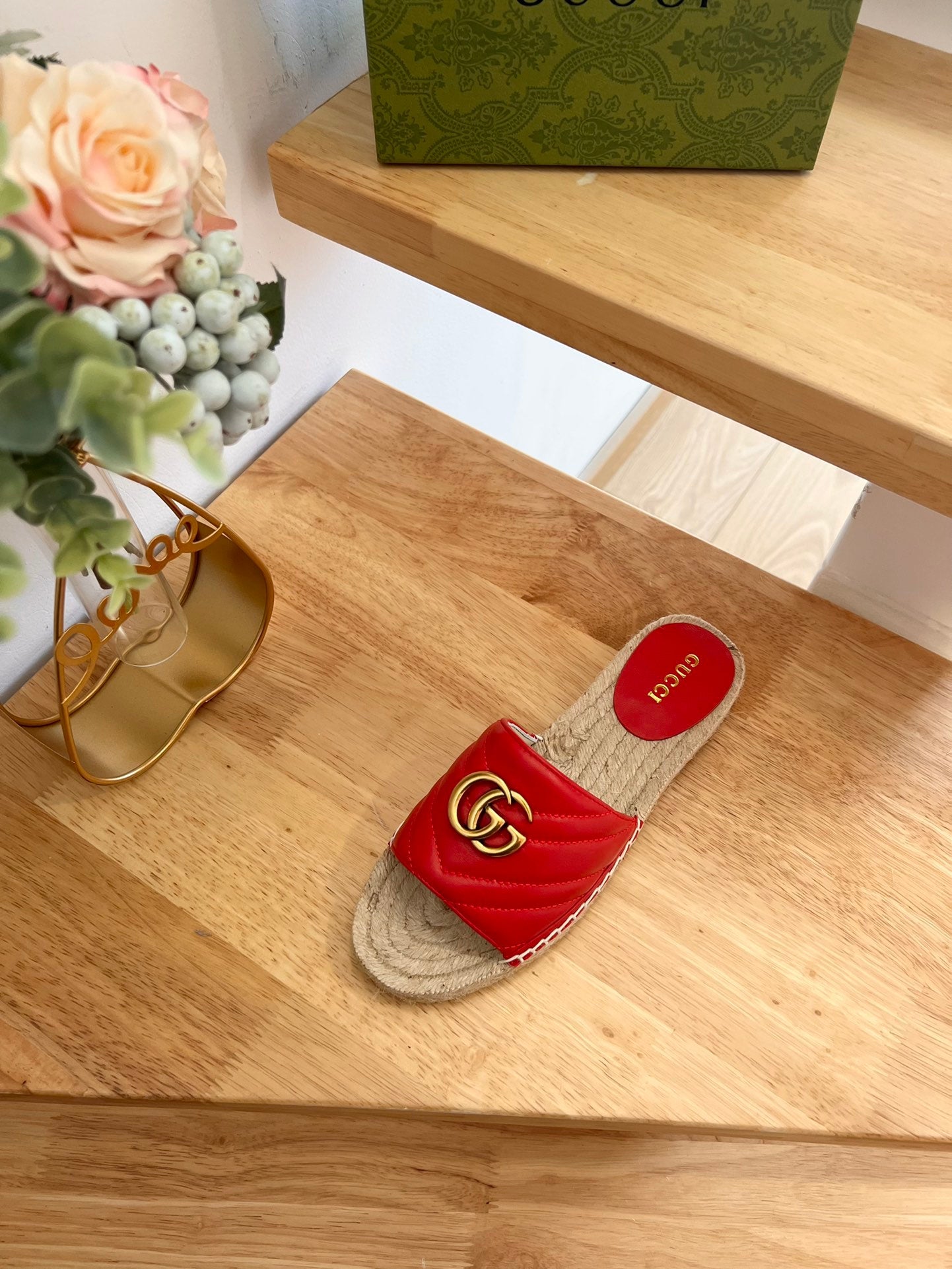 GG 26ss Slide Red Straw Sheepskin 692198