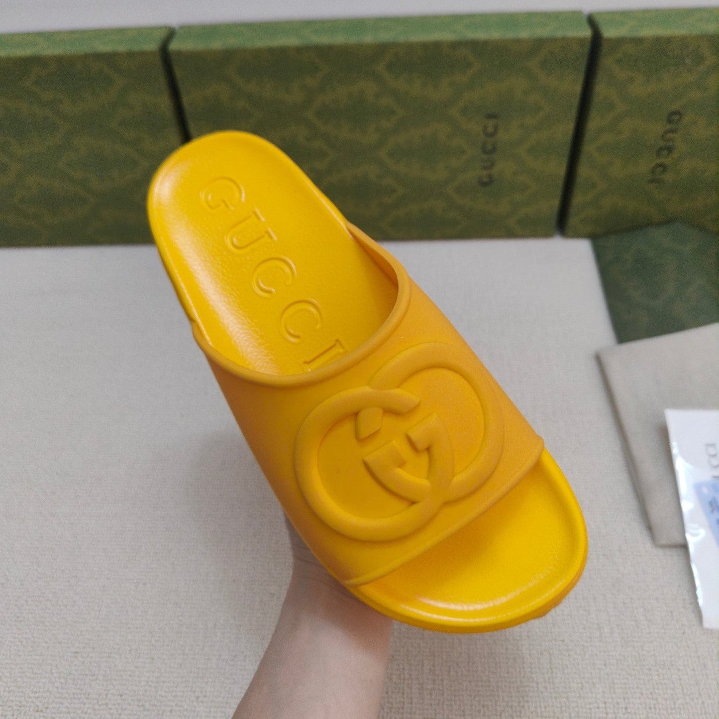 GG Lide Sandal With Interlocking Yellow Rubber 788125