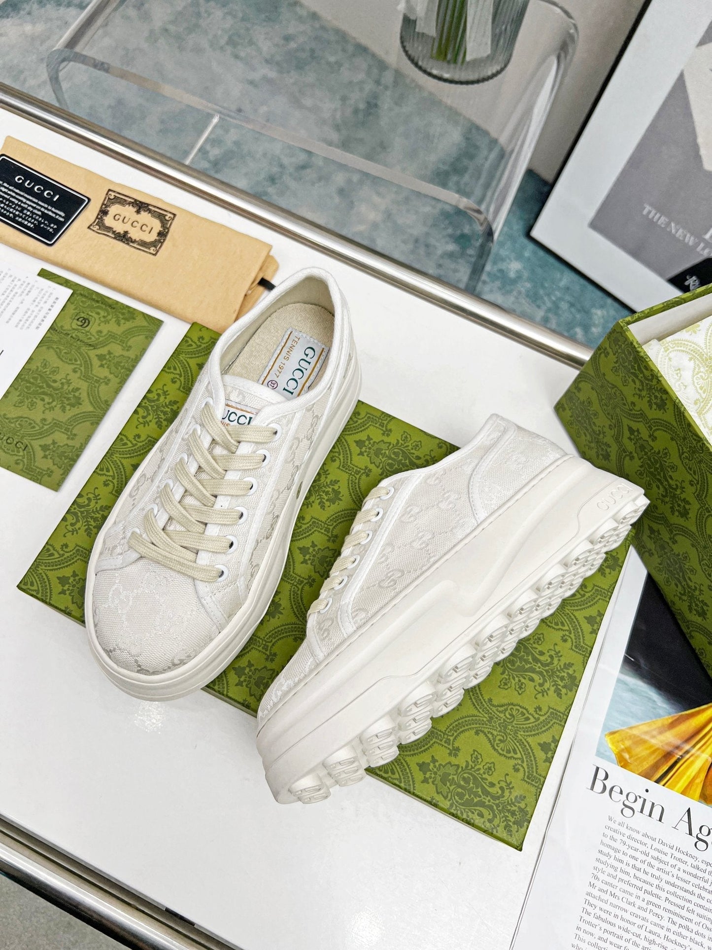 GG Low Top Sneakers 50mm White Canvas 457429