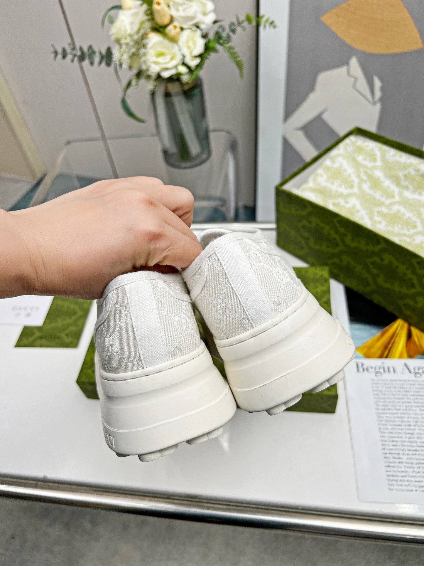 GG Low Top Sneakers 50mm White Canvas 457429