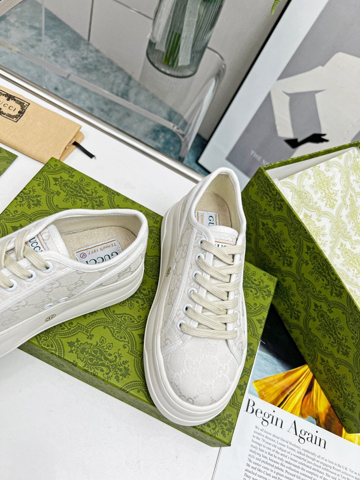 GG Low Top Sneakers 50mm White Canvas 457429