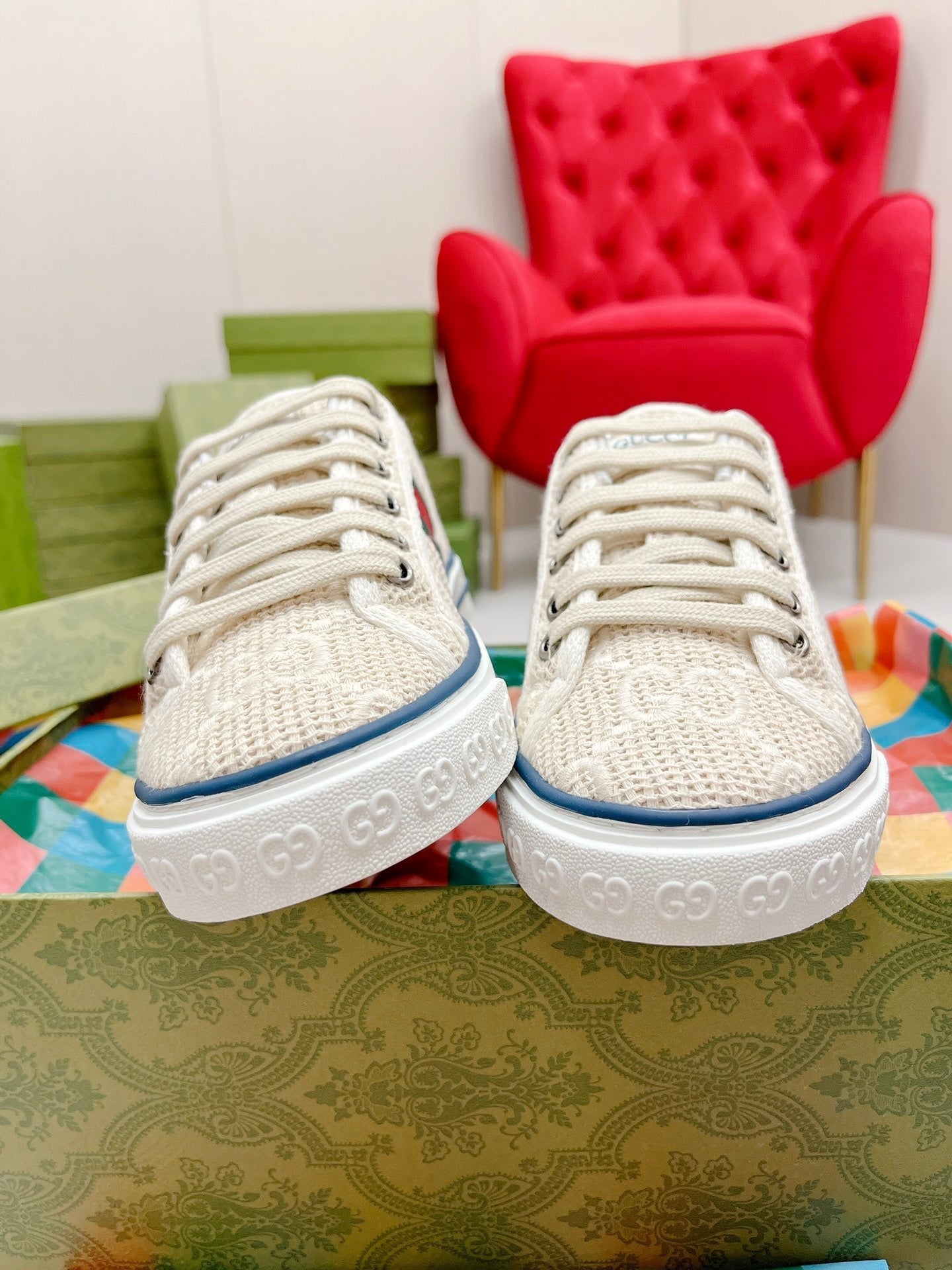 GG Tennis 1977 Sneakers Beige & Ebony Fabric 457436