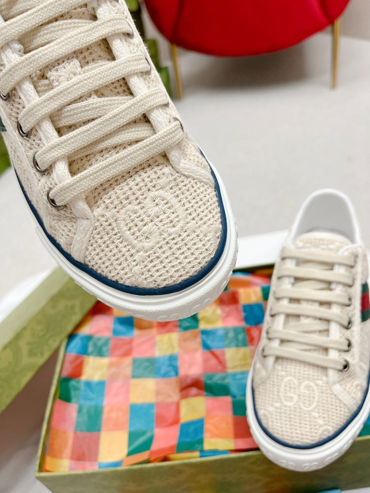 GG Tennis 1977 Sneakers Beige & Ebony Fabric 457436
