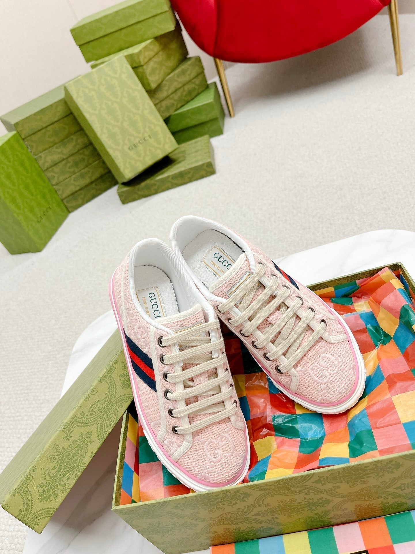 GG Tennis 1977 Sneakers Light Pink Fabric 457437