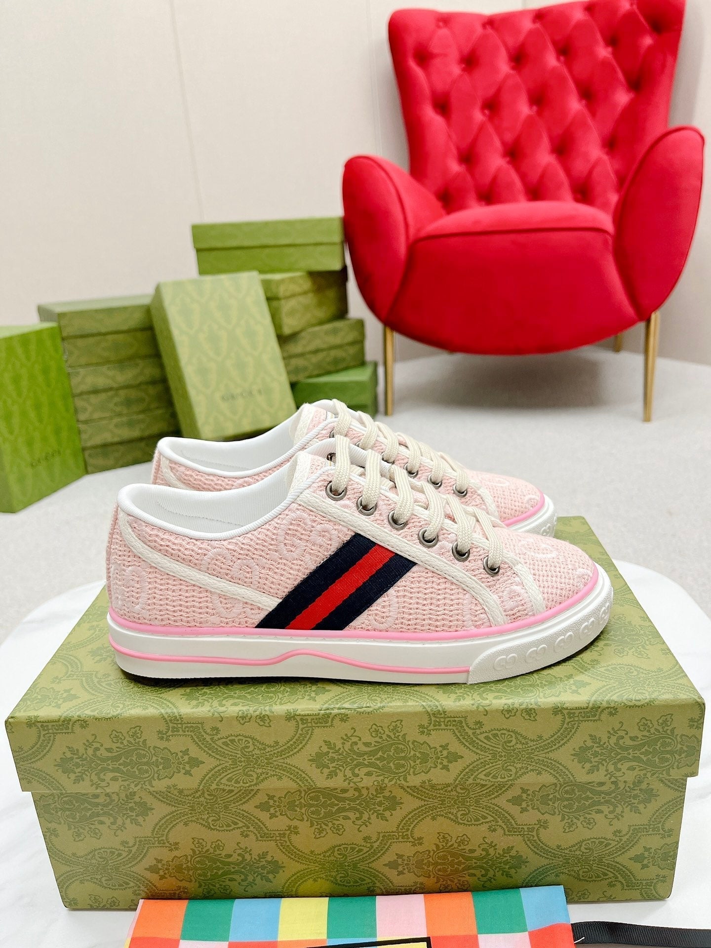 GG Tennis 1977 Sneakers Light Pink Fabric 457437